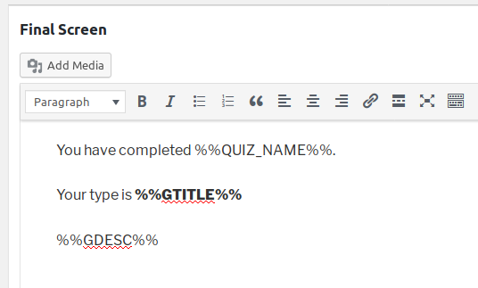 editing the quiz output