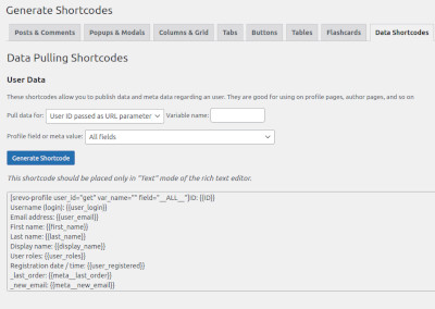 creating a data shortcode